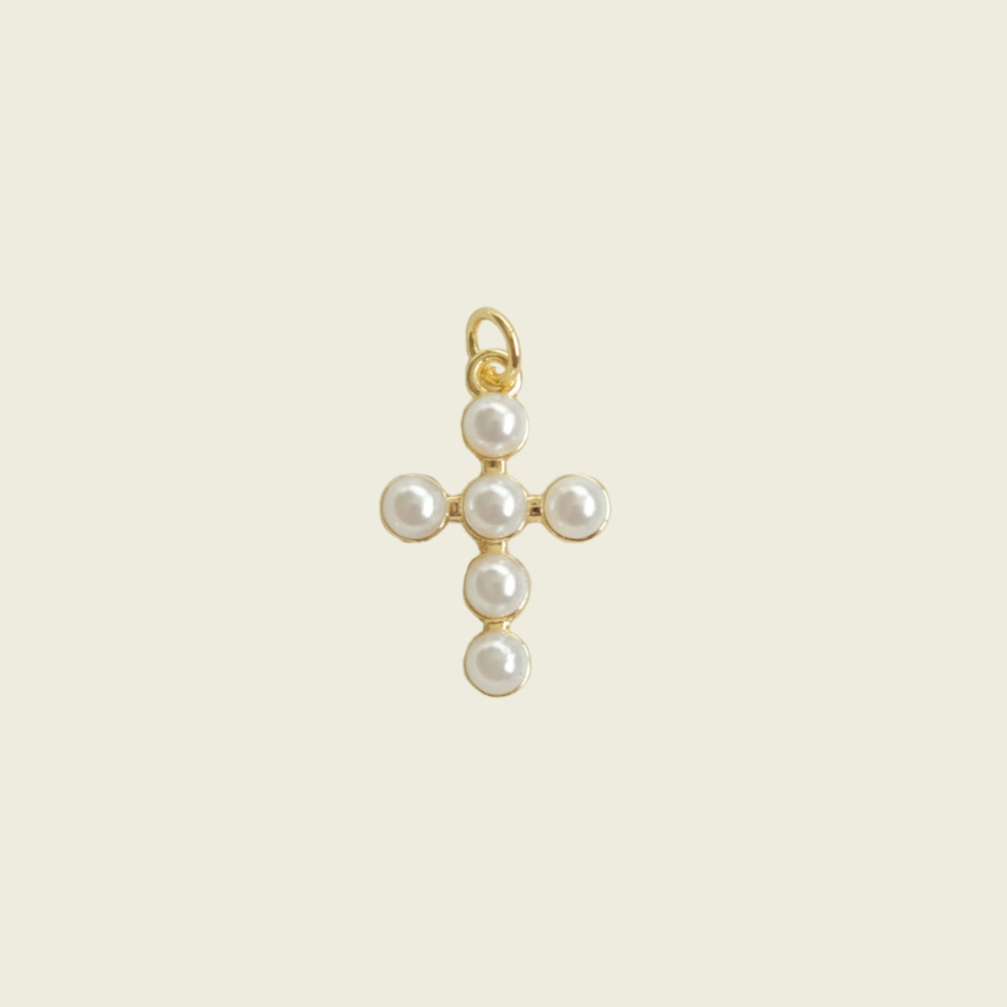 Bubble Pearl Cross Charm
