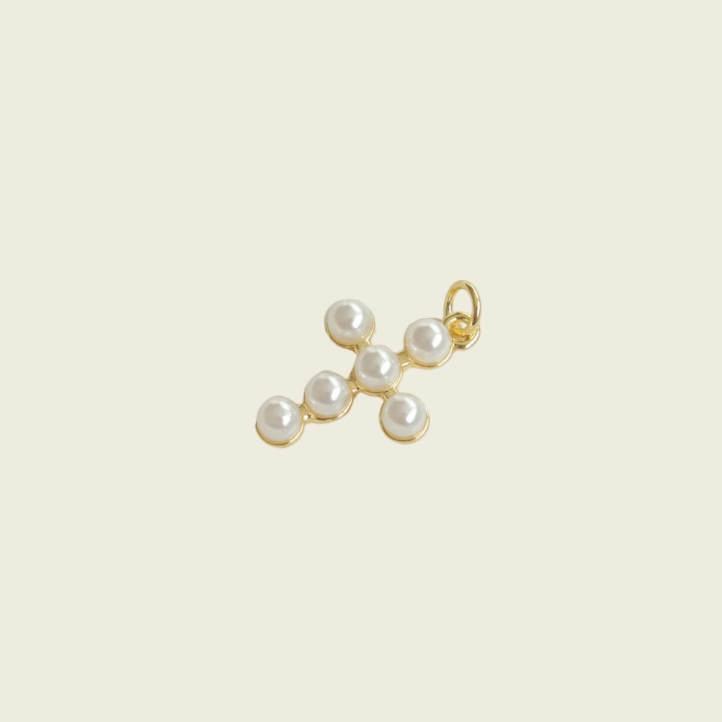Bubble Pearl Cross Charm