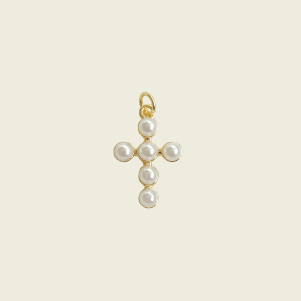 Bubble Pearl Cross Charm