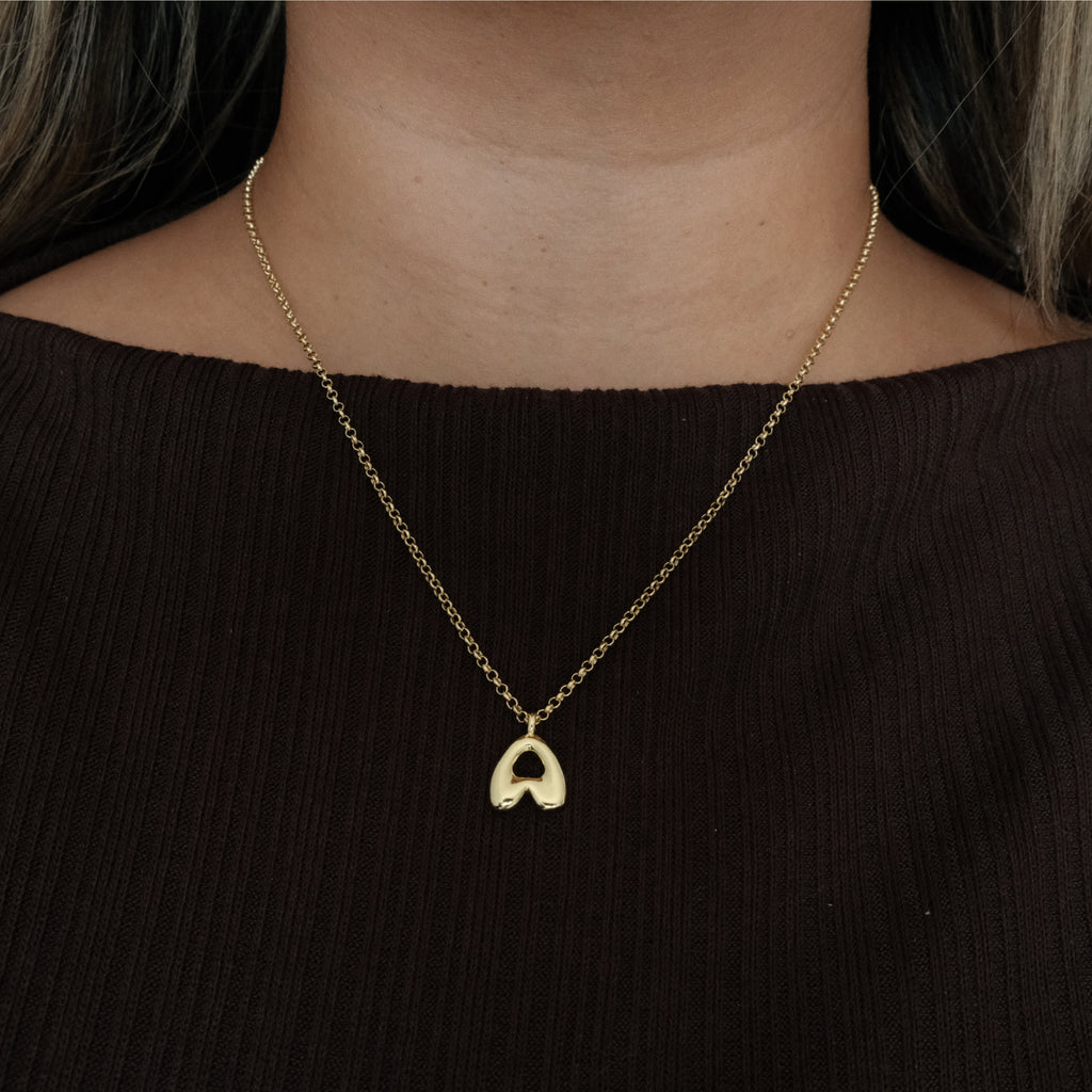 Bubble Letter Initial Necklace