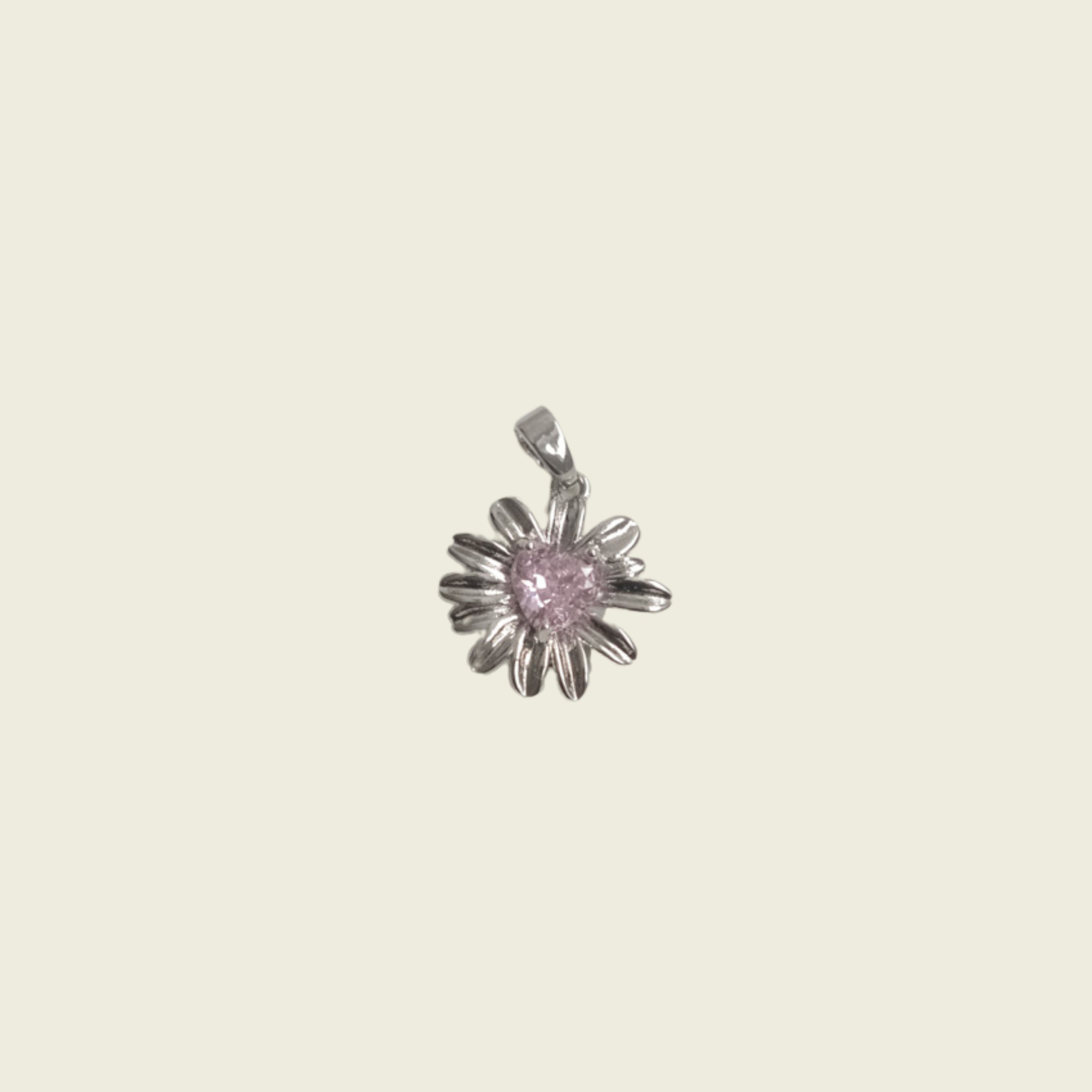 Daisy Pink Heart Charm