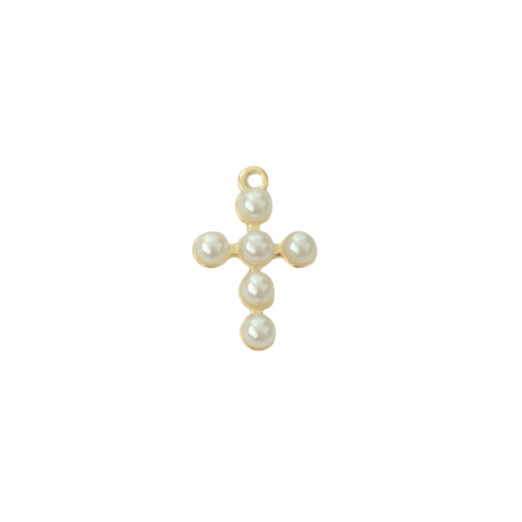 Bubble Pearl Cross Charm