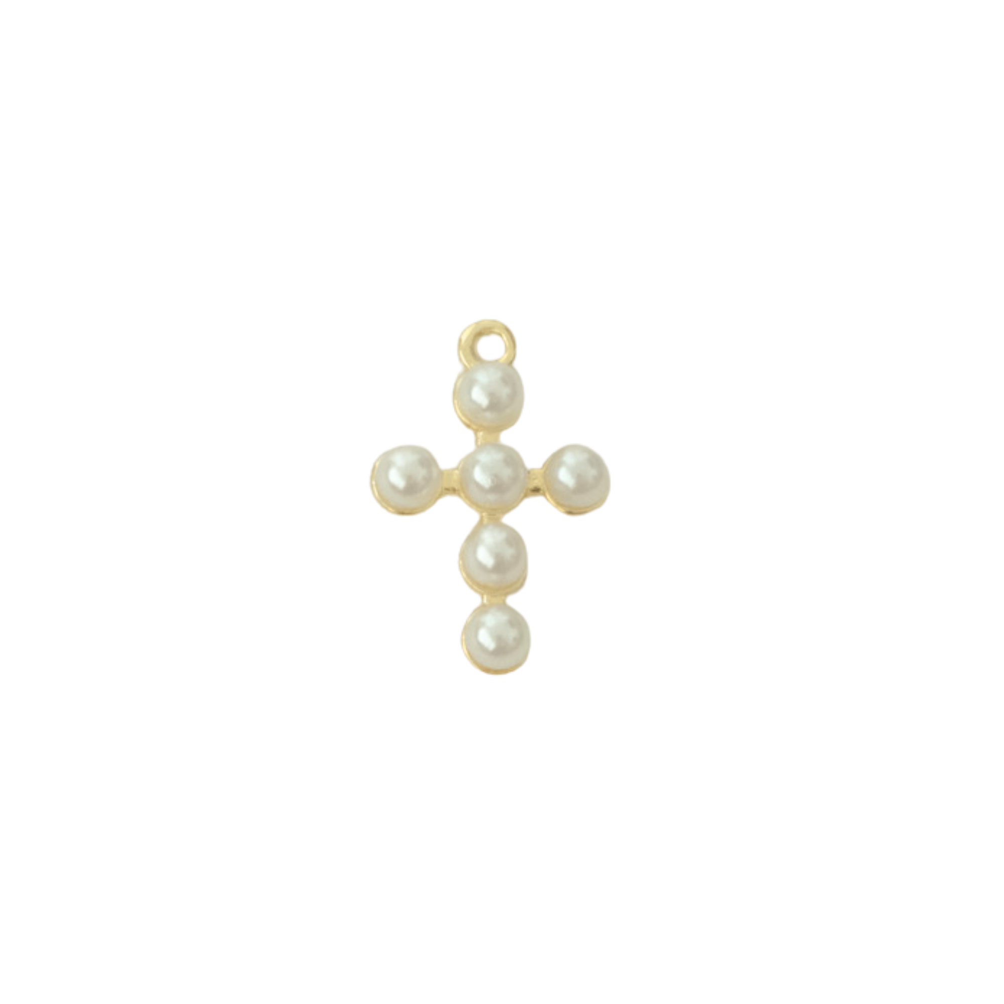 Bubble Pearl Cross Charm